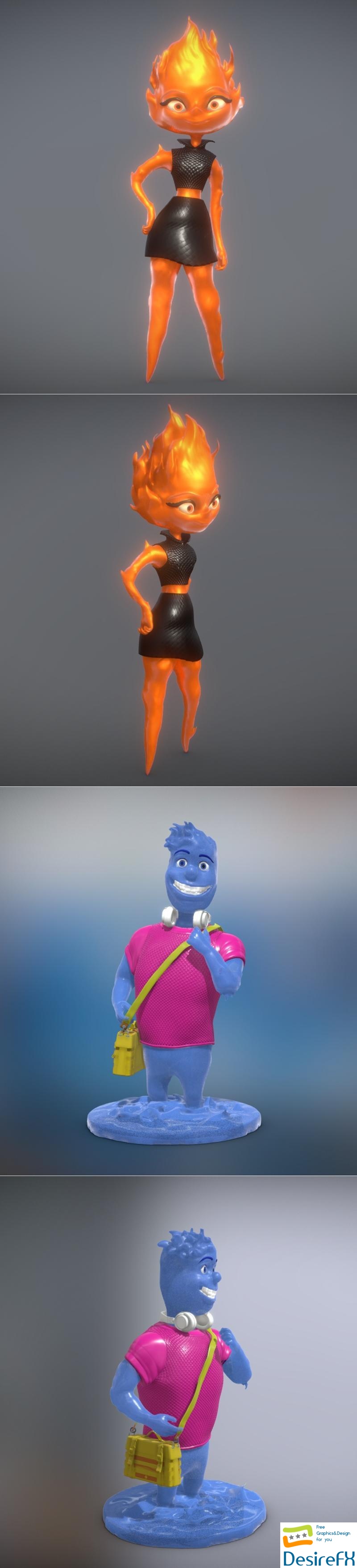 Pixar Elemental - Ember Lumen and Wade 3D Print