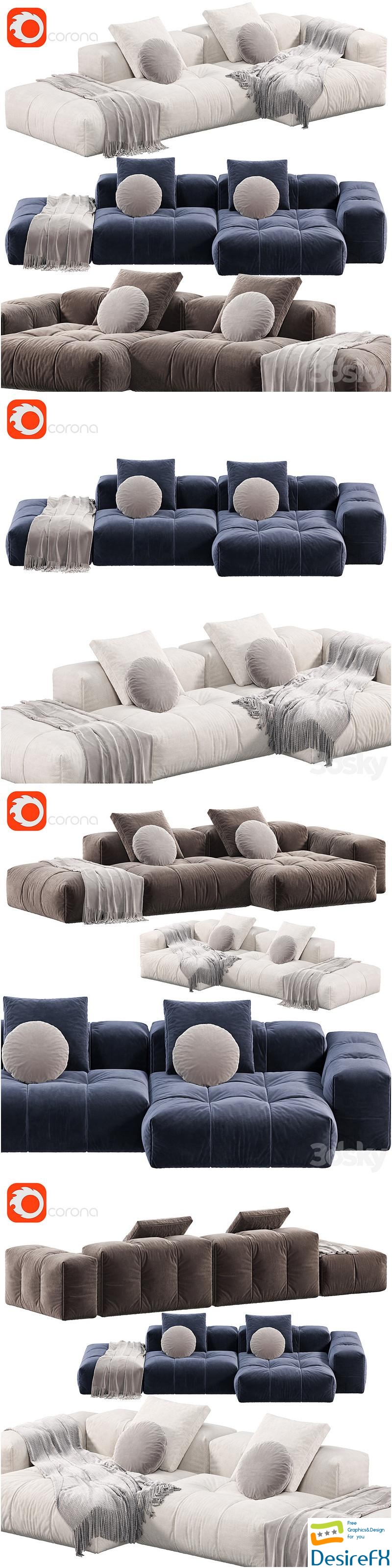 PIXEL Sofa by Saba Italia 4, sofas 3D Model