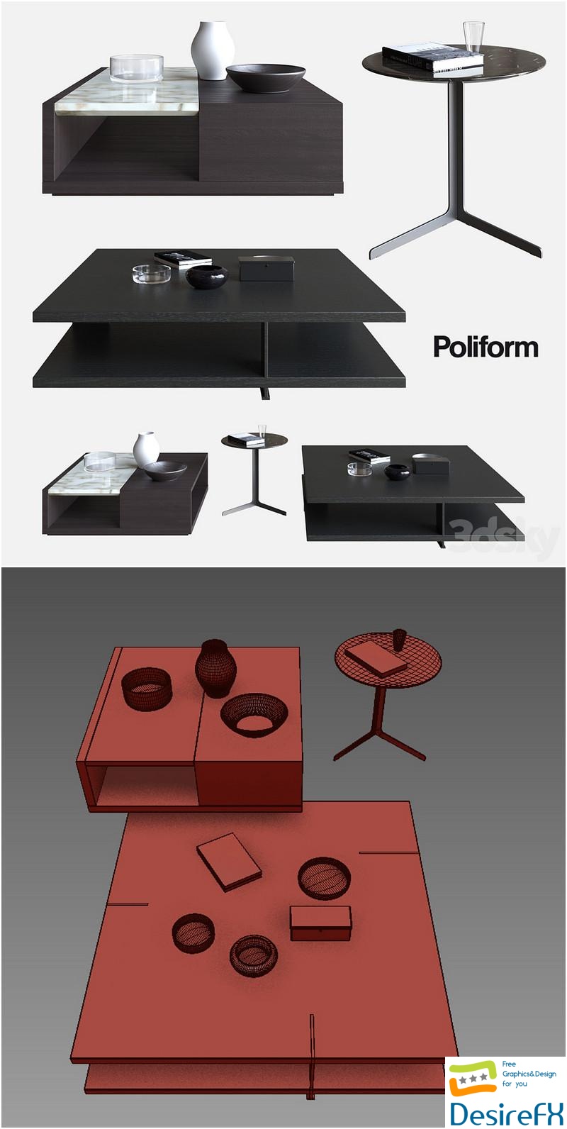 POLIFORM COFFEE TABLES BRISTOL & CLASS & BABA 3D Model