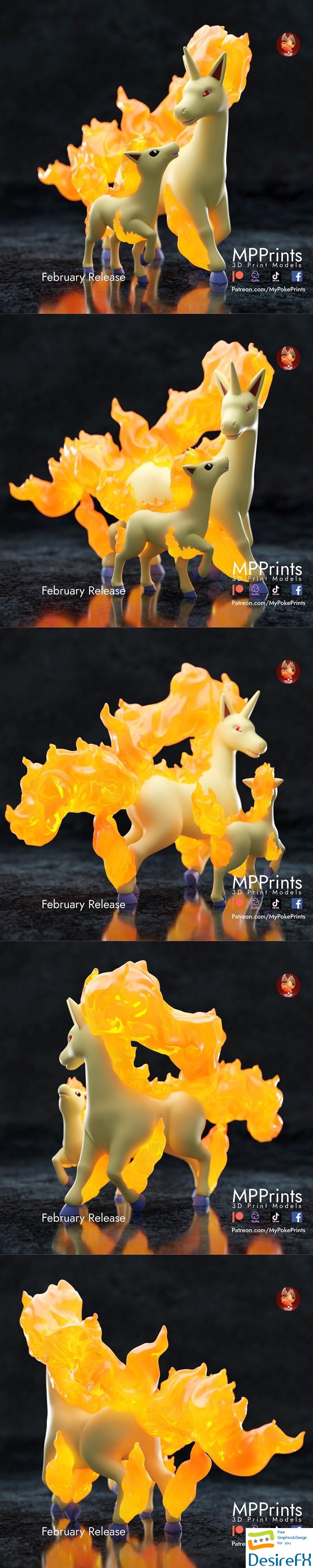 Ponyta and Rapidash 3D Print