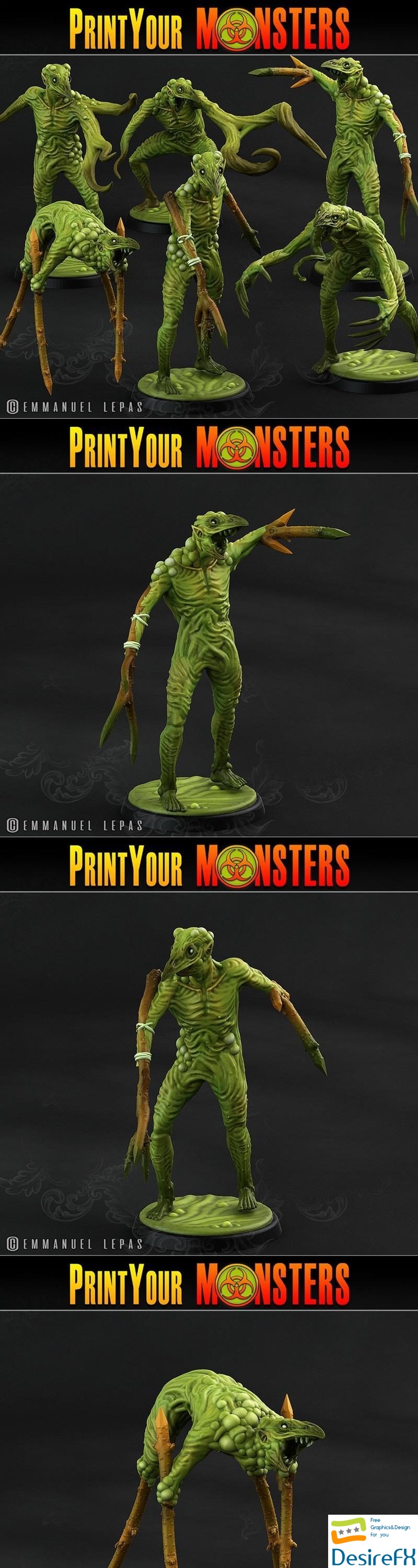 Print Your Monsters - 6 Plague Men Pack 3D Print