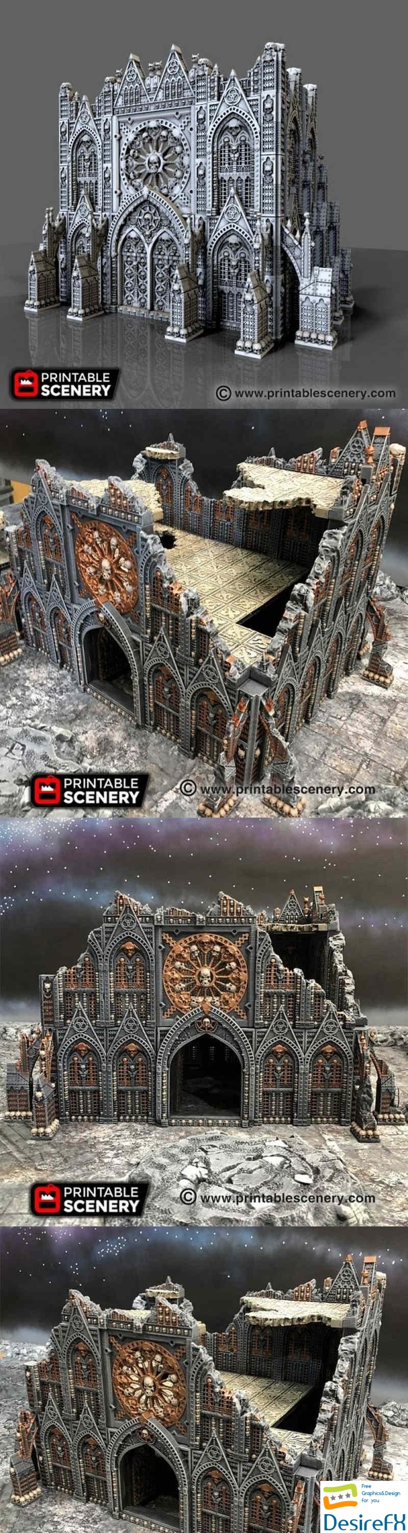 Printable Scenery - Demon Cathedral Bundle and Demon Cathedral Ruins - 3D Print