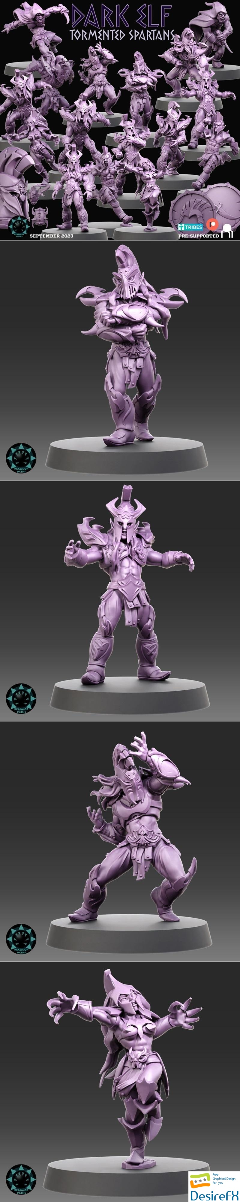 Realm of Paths - Dark Elf - Tormented Spartans 3D Print