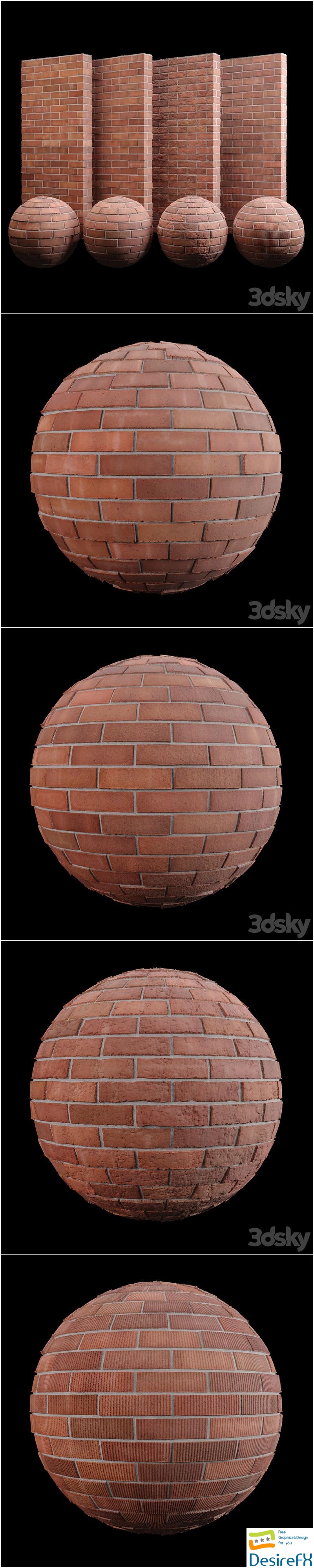 Red Brick Tiles 3D Model