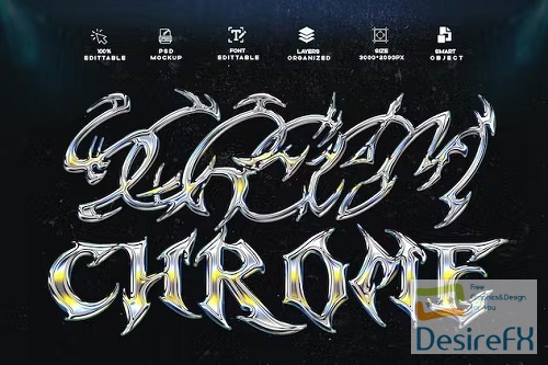 Reflective Chrome Text Effect PSD Photoshop - PWRLE3M