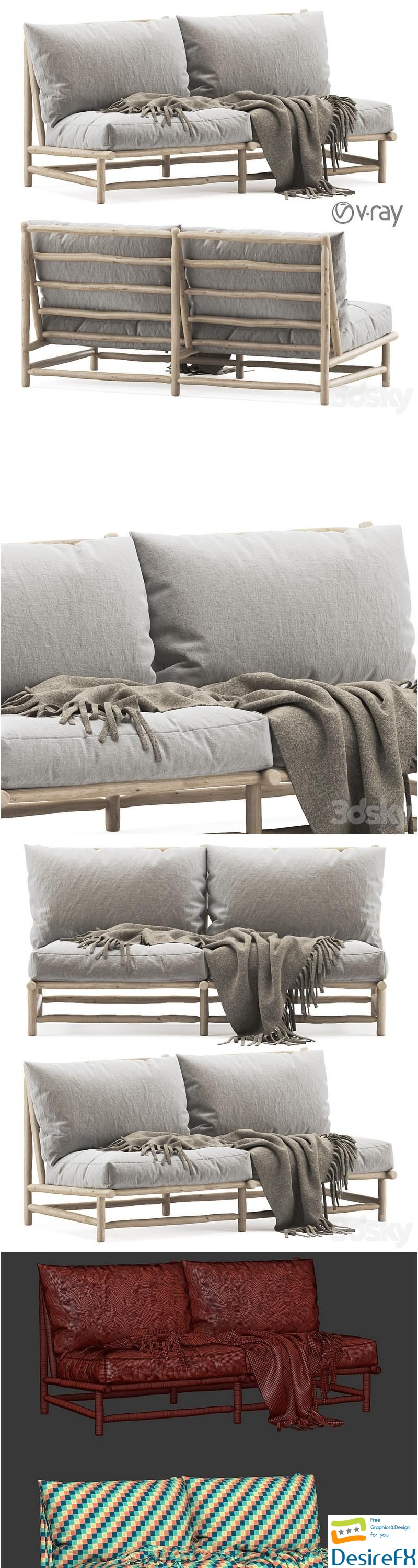 Rock the Kasbah wooden loveseat Double garden sofa 3D Model