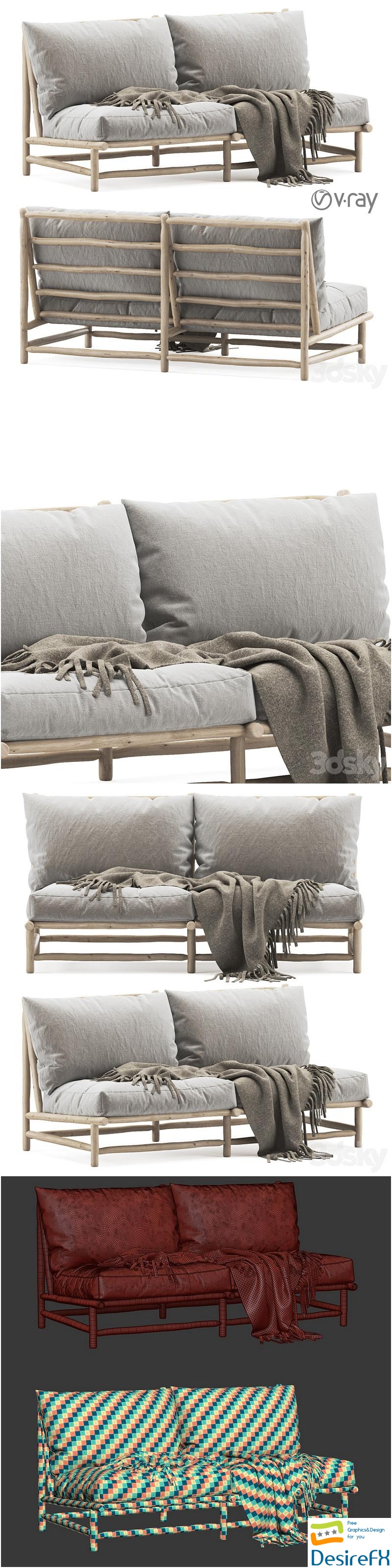Rock the Kasbah wooden loveseat Double garden sofa 3D Model