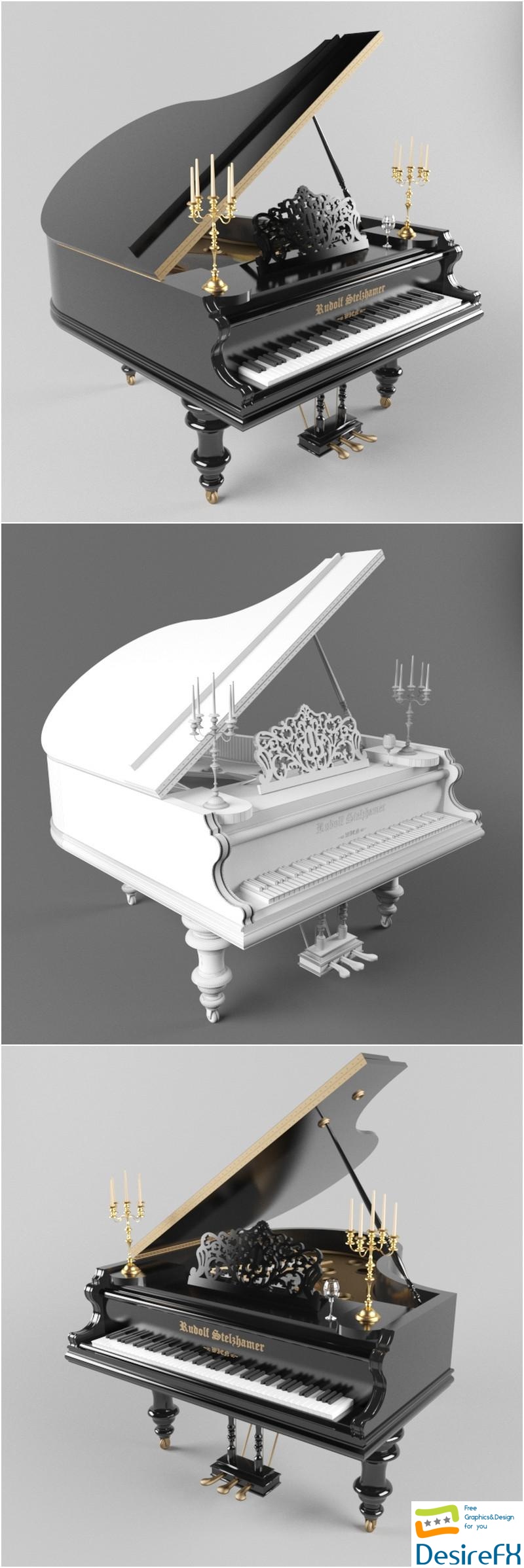 Royal piano 3D Model