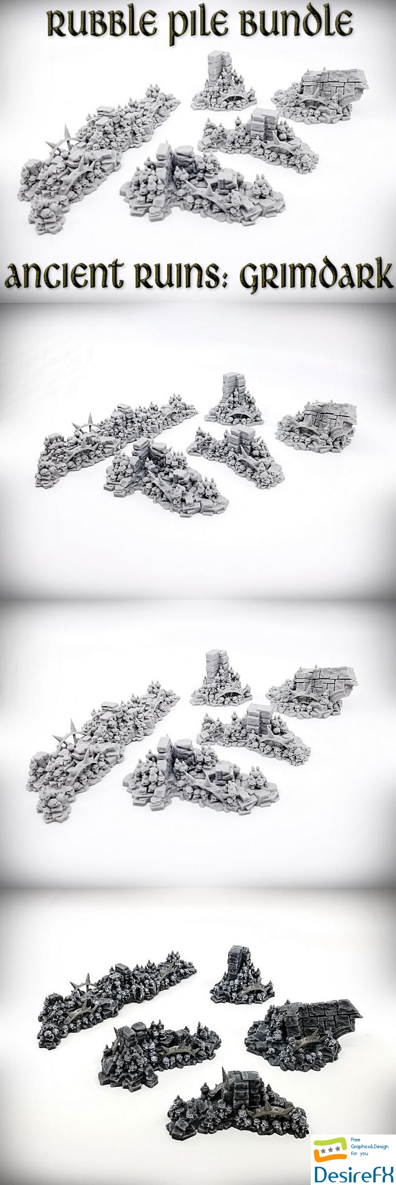 Rubble Pile Bundle Ancient Ruins Grimdark - 3D Print
