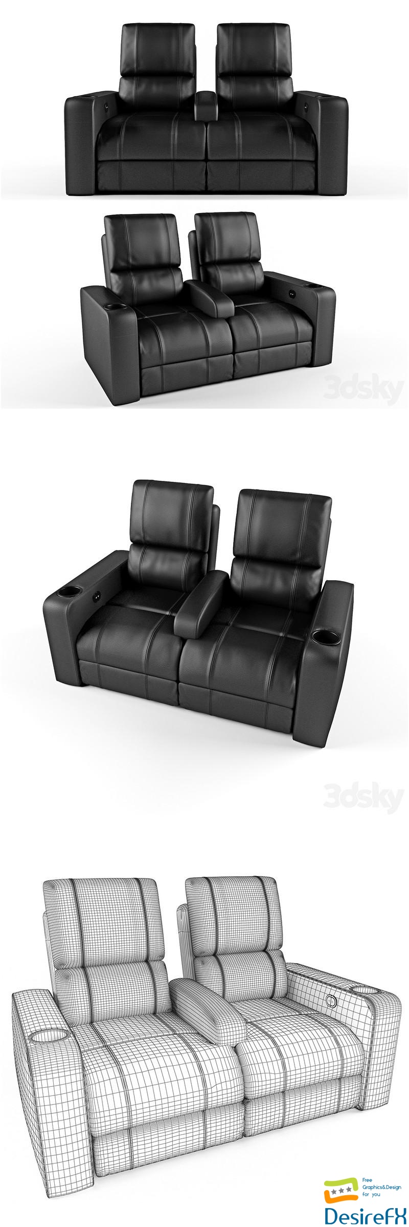 Seats for Cinemas 3D Model
