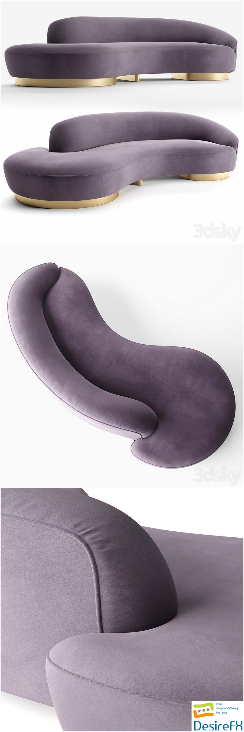 Serpentine Sofa with Arm 3D Model