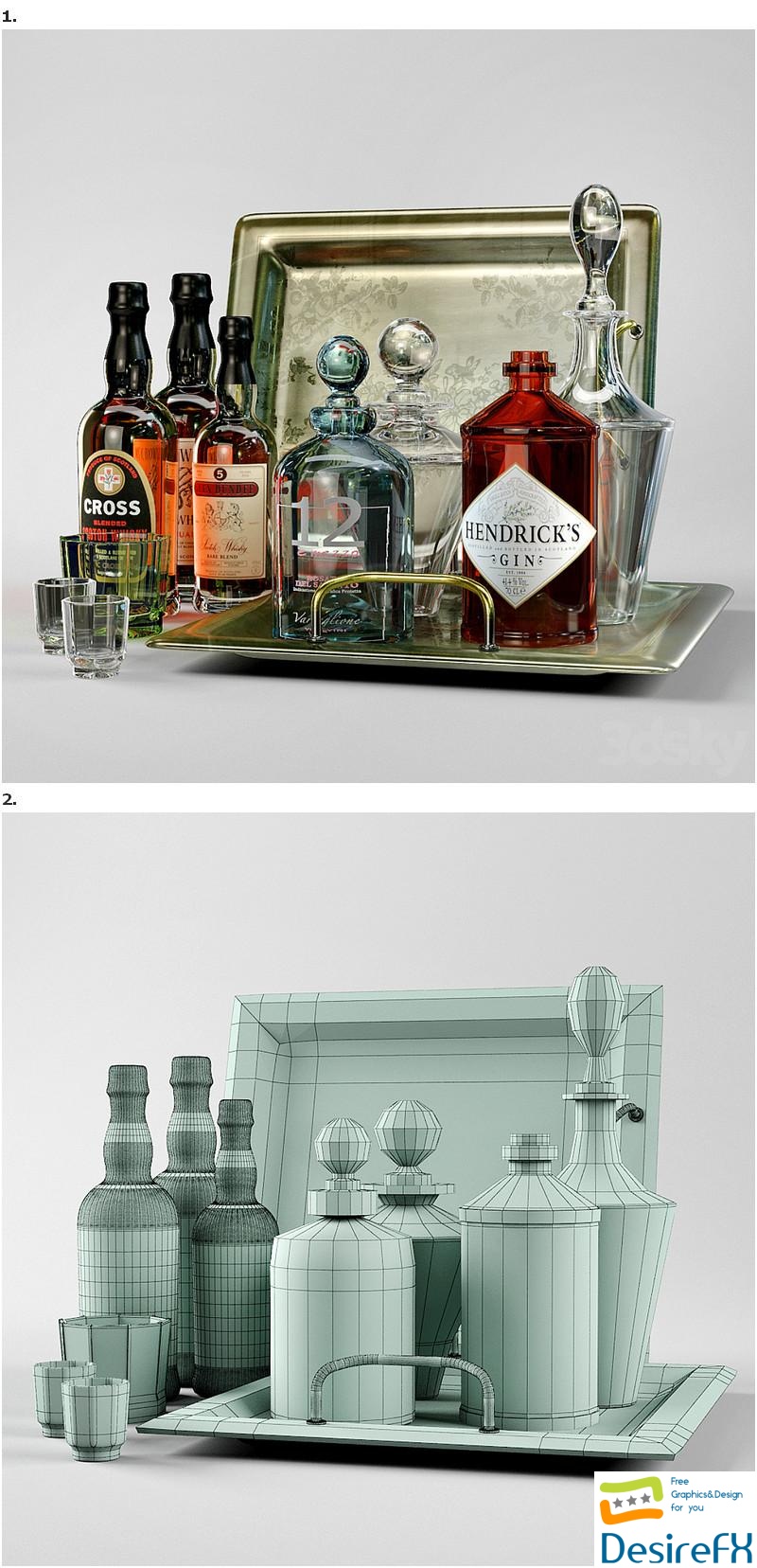Set of bottles 3D Model