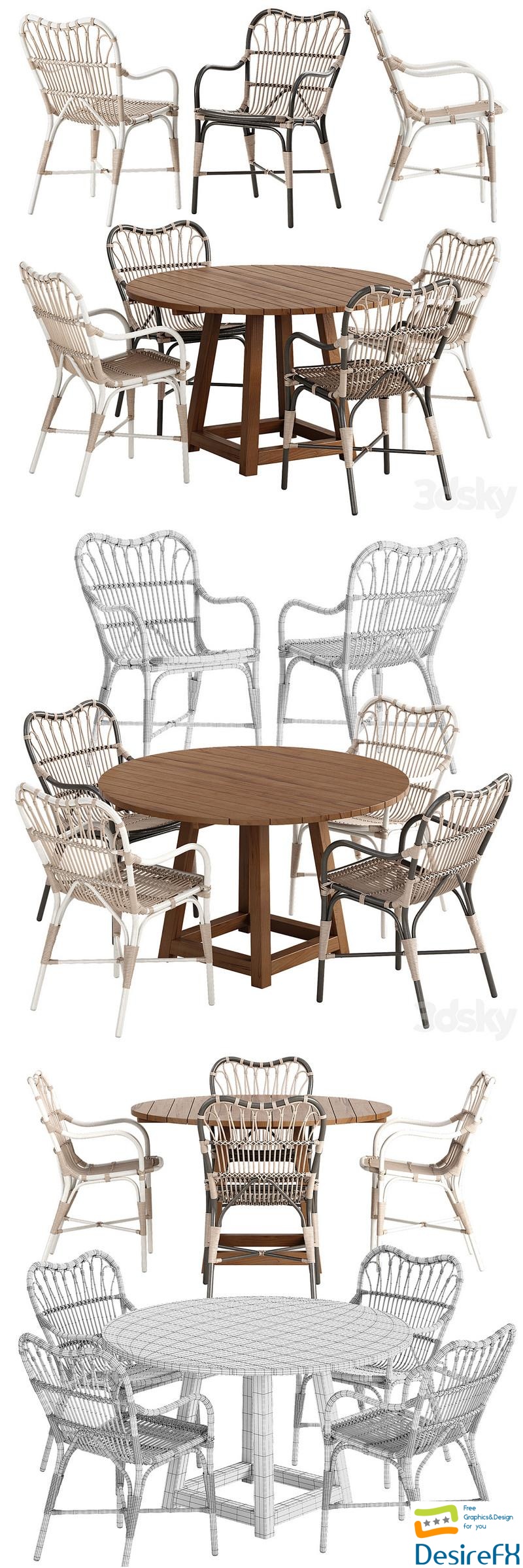 Sika Design Margret chair George table set 3D Model