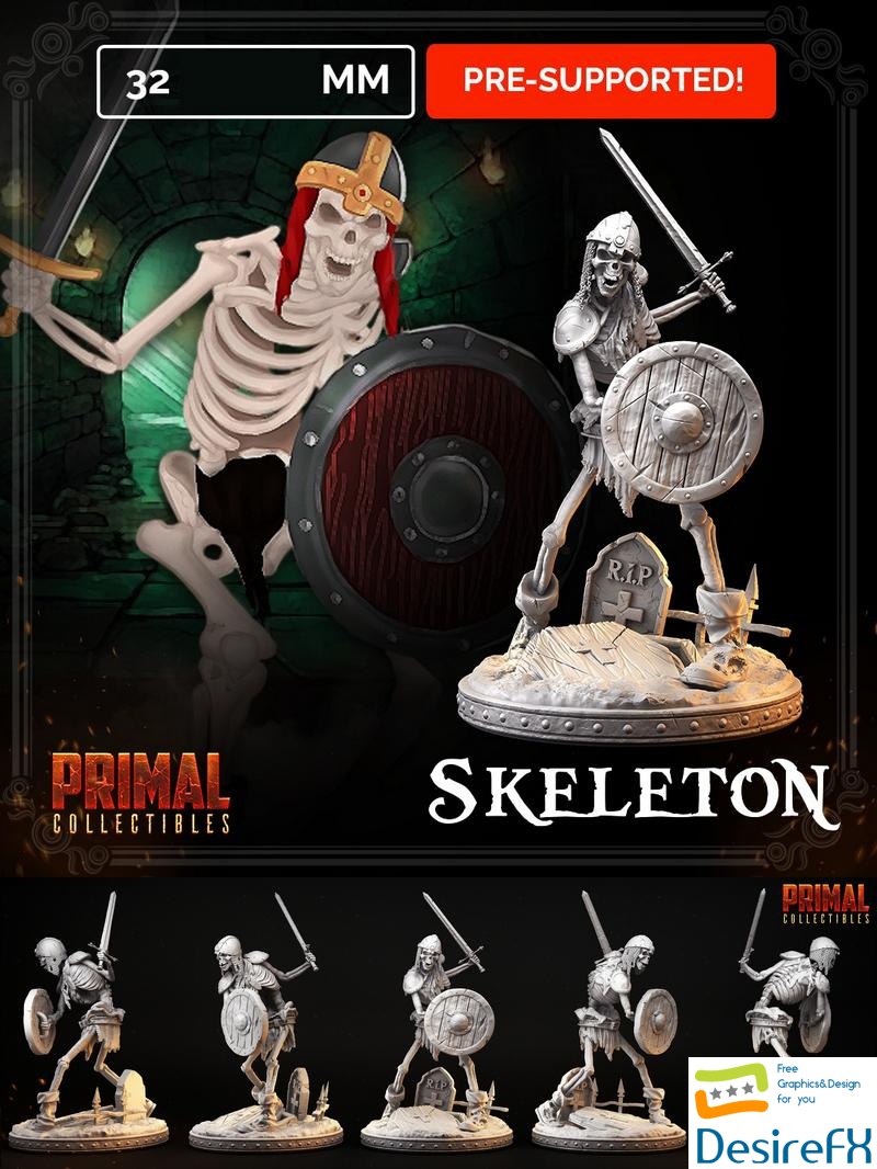 Skeleton with Sword and Shield - 3D Print