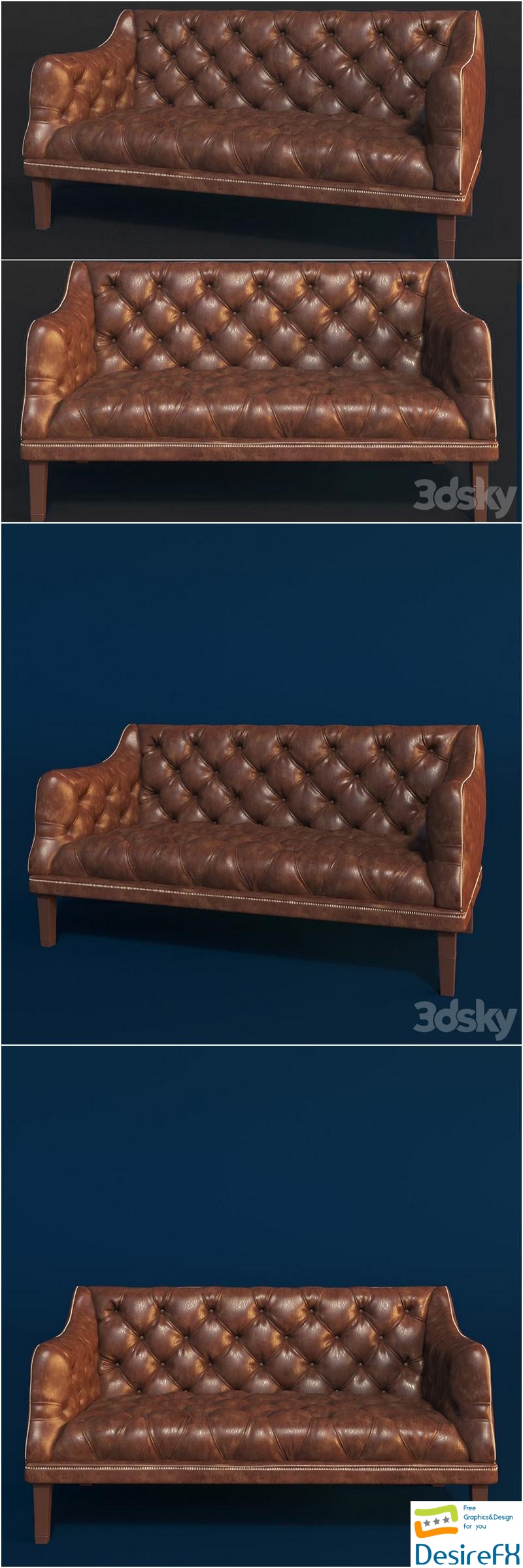 Sofa with buttons 3D Model