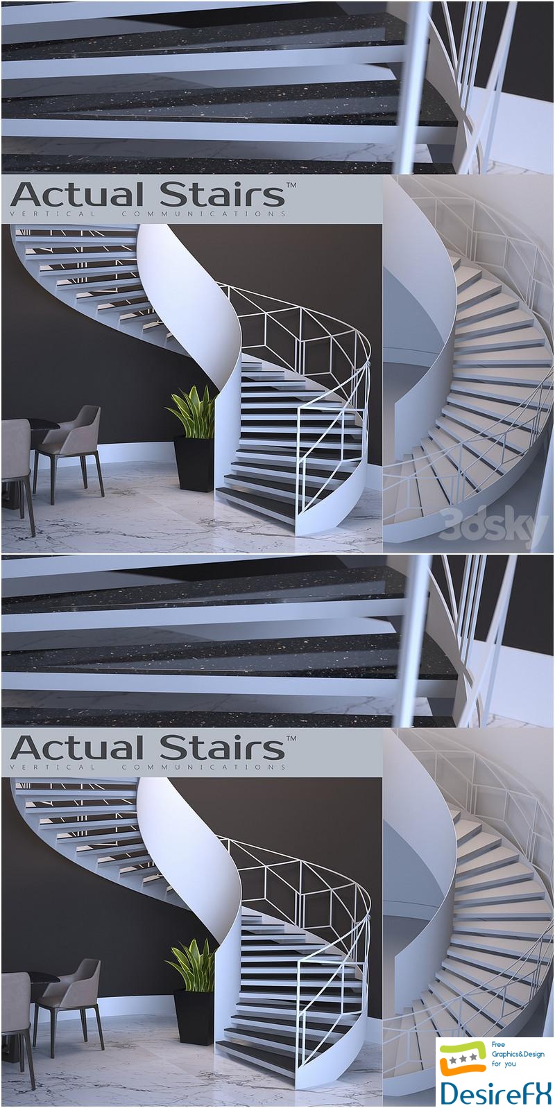 Spiral staircase Actual Stairs 002 3D Model