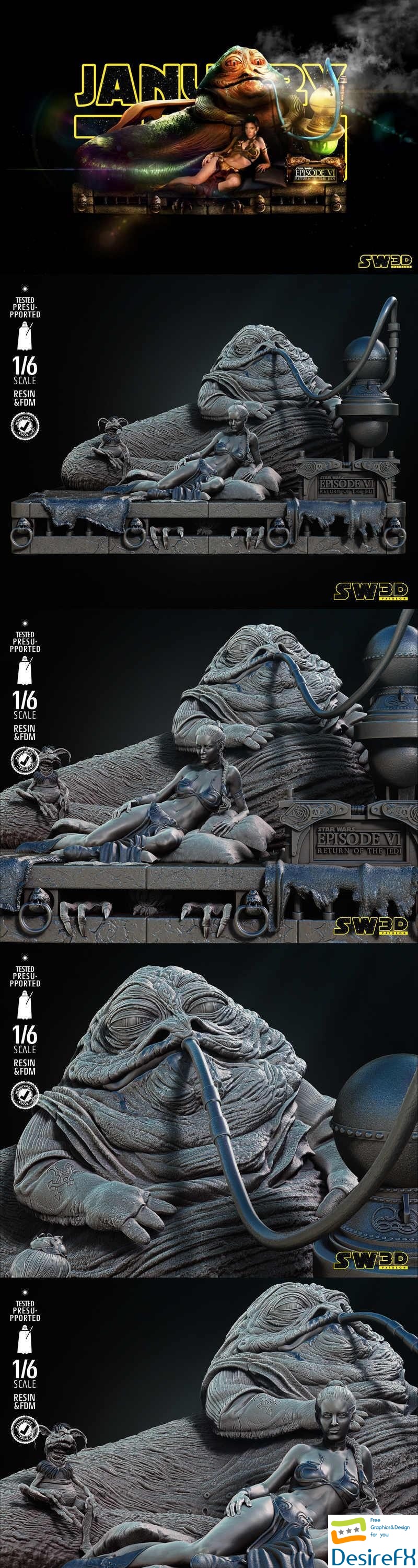 Star Wars - Jabba and Leia Diorama - 3D Print
