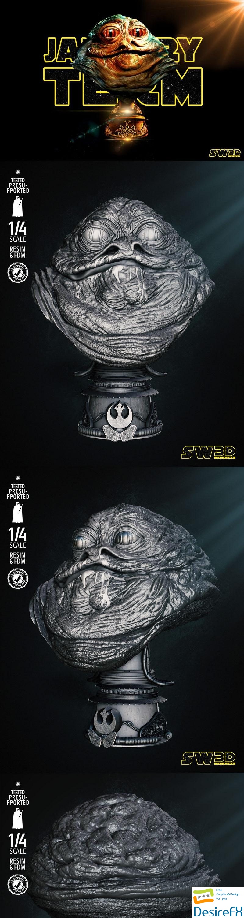 Star Wars - Jabba Bust Portrait - 3D Print