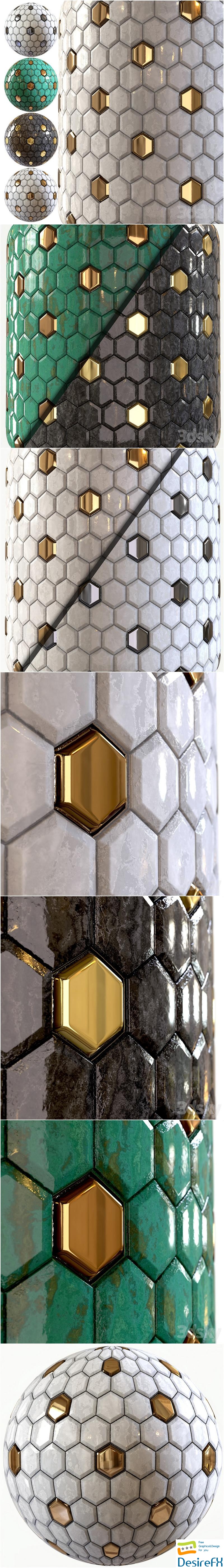 Steel and marble mix tile 002 3D Model