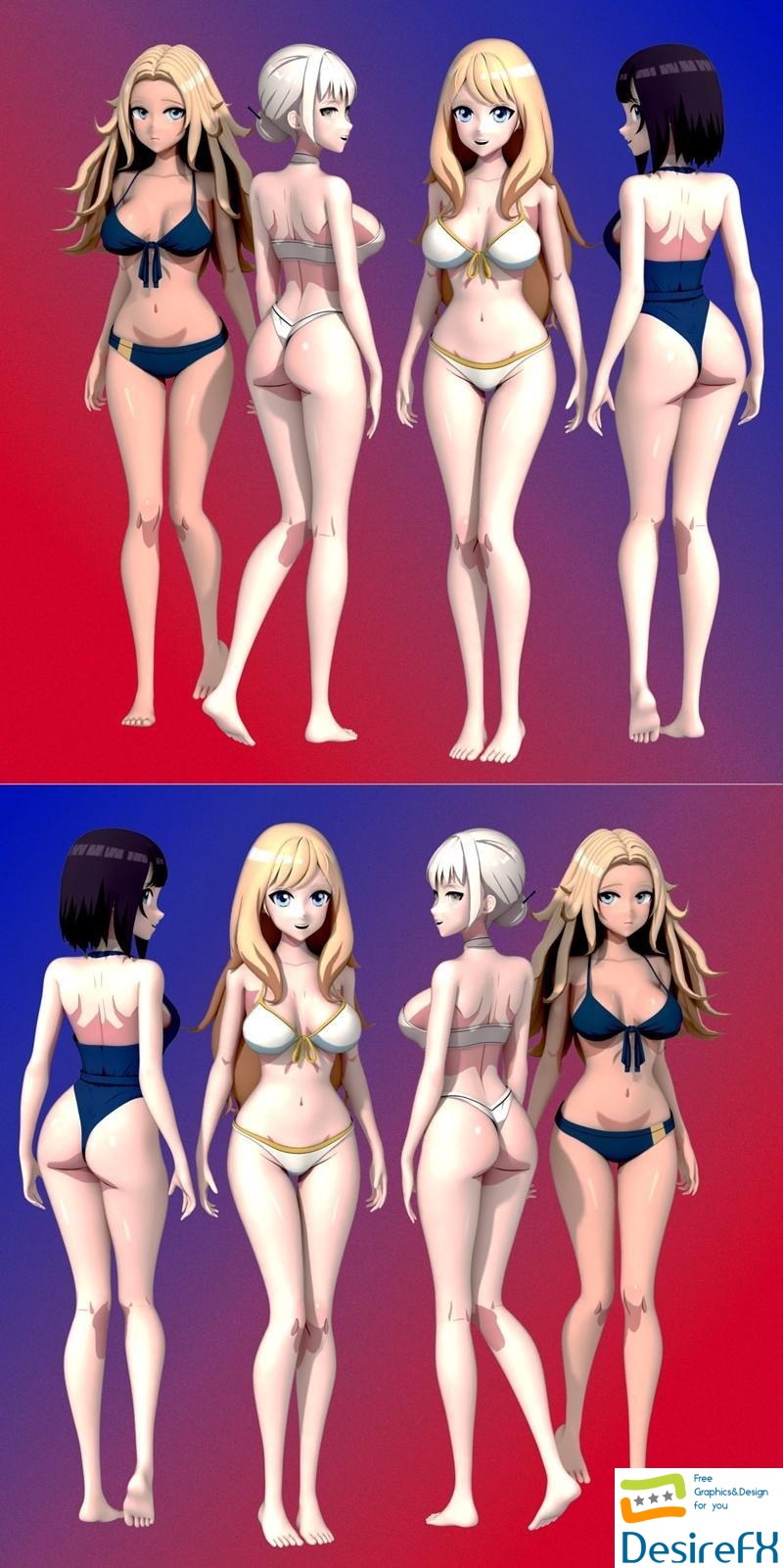 Summer Collection 4 Anime Bikini 3D Print