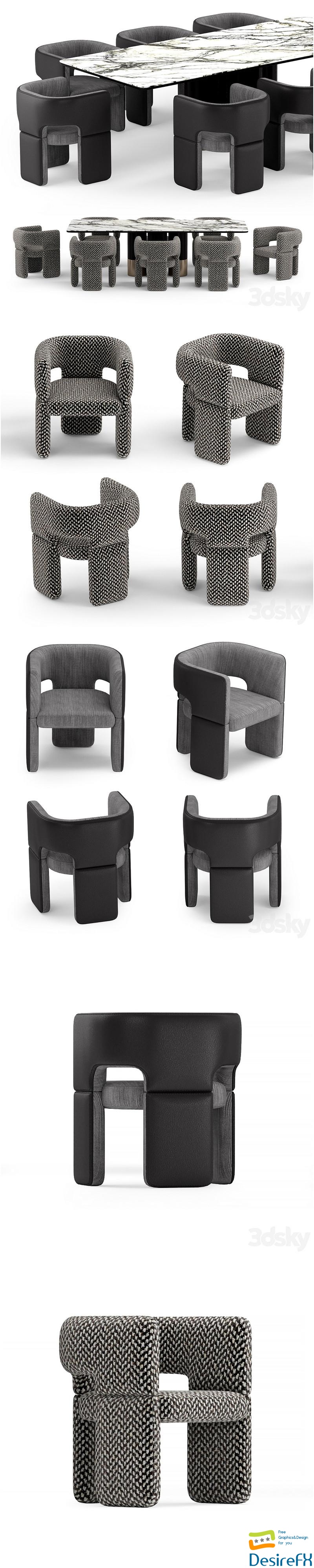 Table and chairs elvemobilya 3D Model