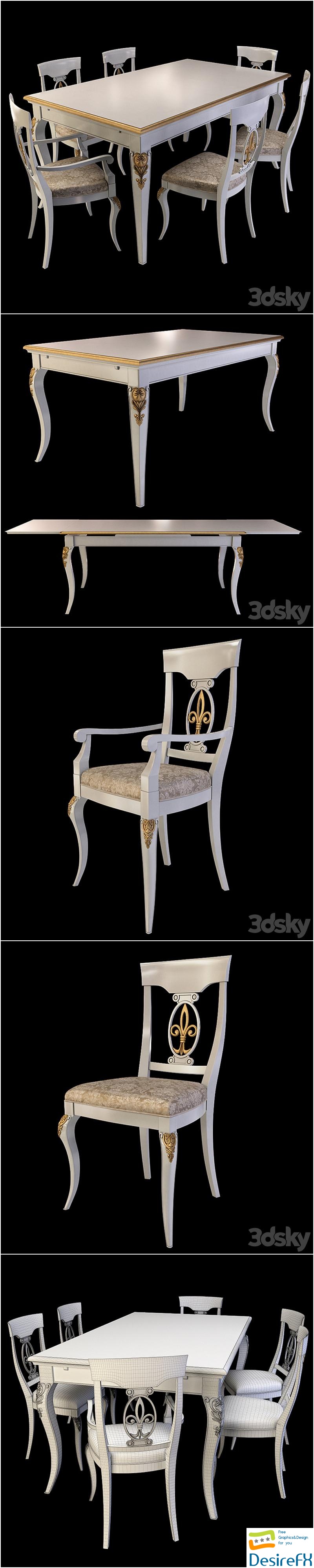 Table chairs Stella Del Mobile (art.GL10) 3D Model