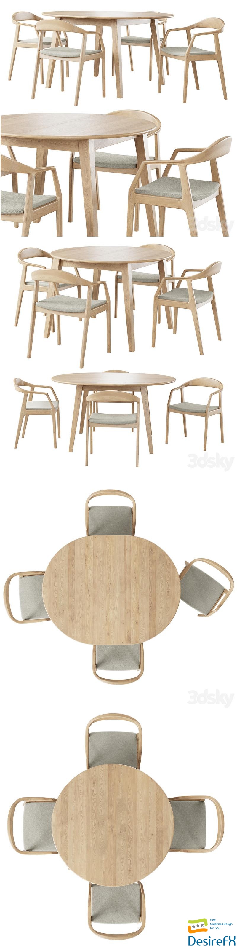 Table Stockholm Chair Sapporo 3D Model