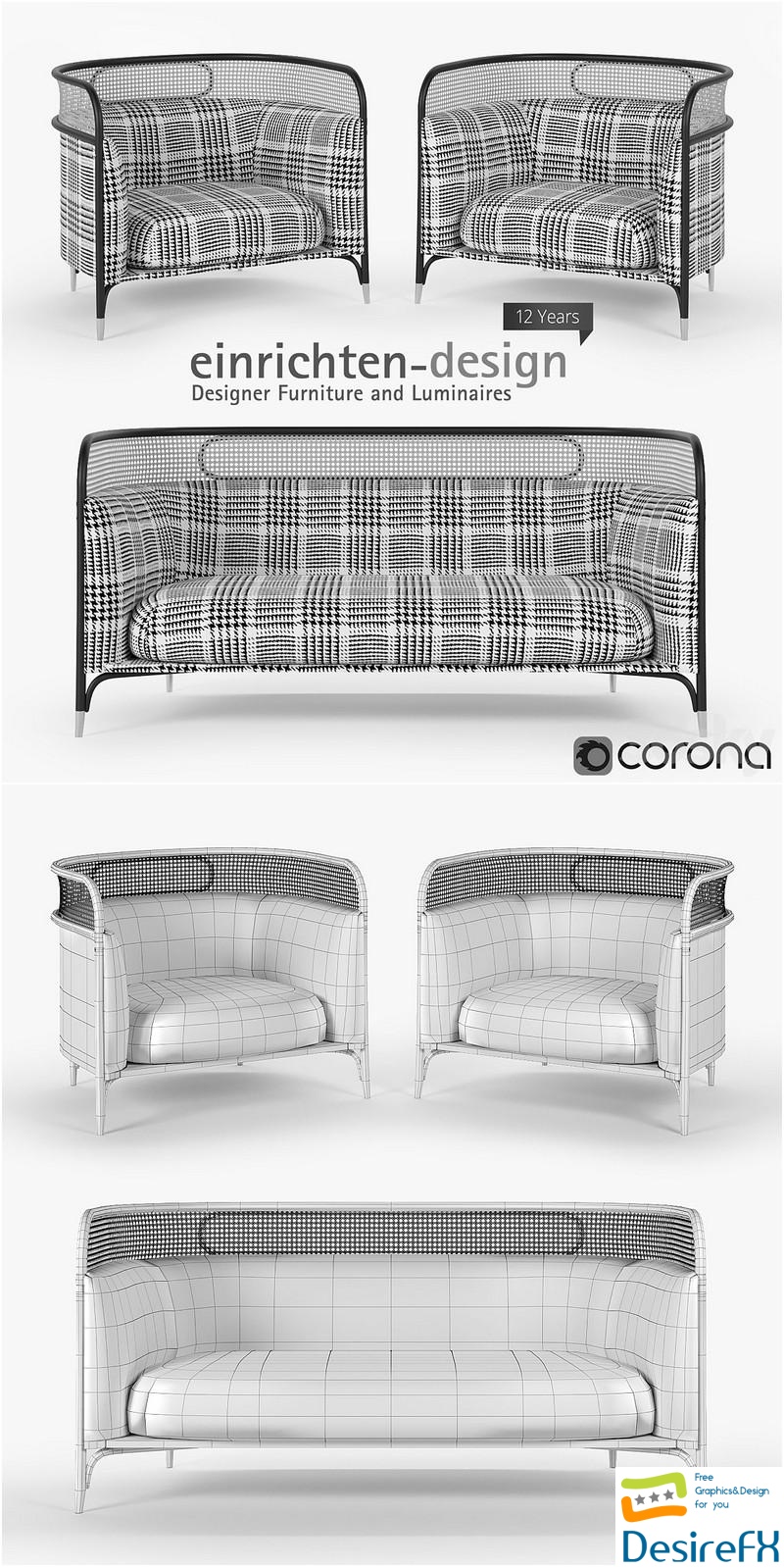 Targa Lounge armchair and sofa 3D Model