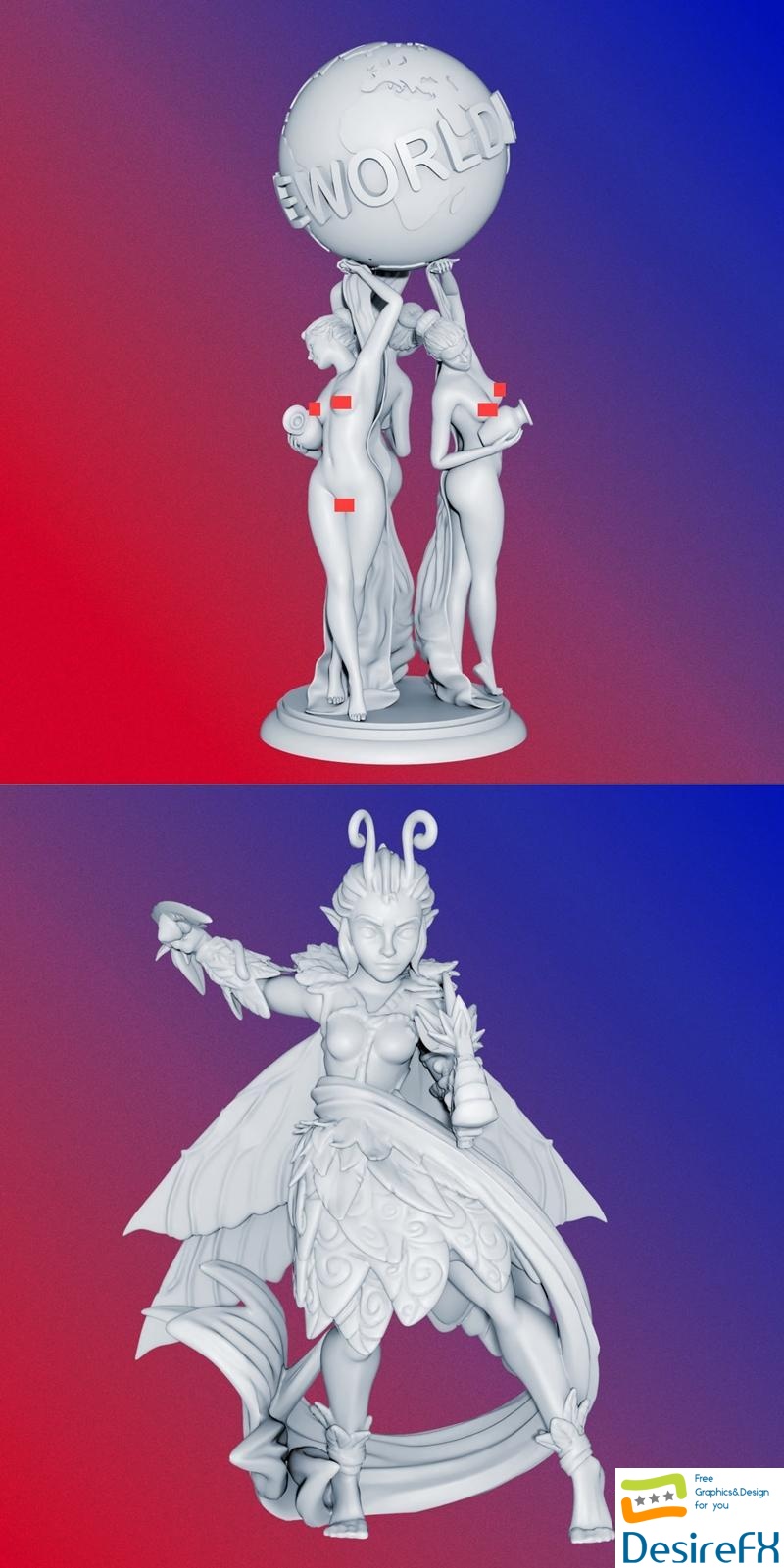 The World is Yours Statue and Xenia 3D Print