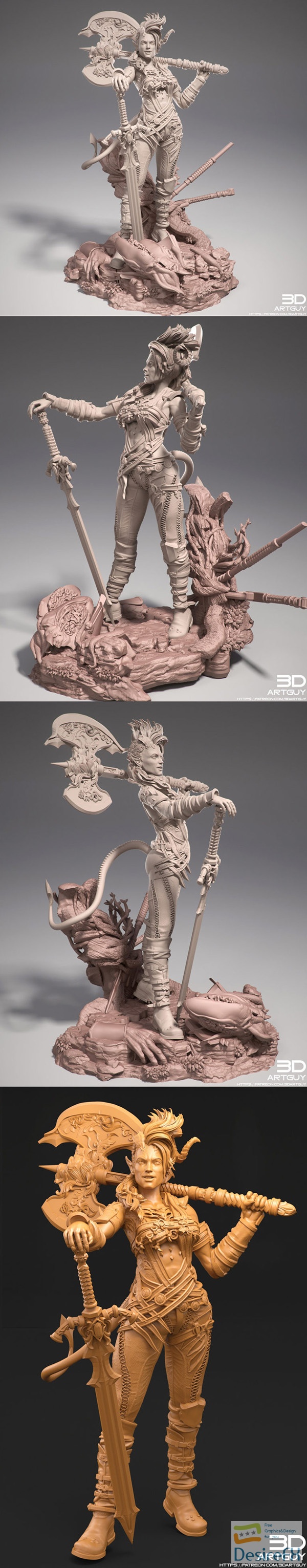 Tiefling Barbarian Standing – 3D Print