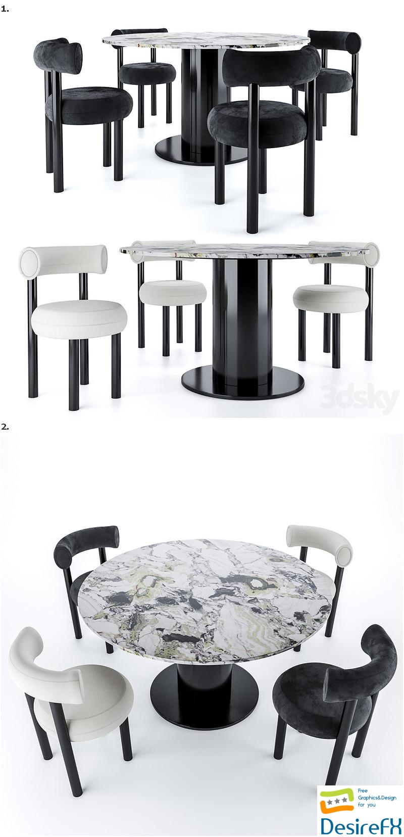 Tom Dixon FAT Dining chair & TUBE WIDE Dining table 3D Model