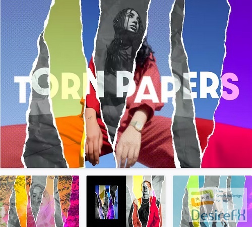 Torn Paper Pieces Photo Effect - 92006394