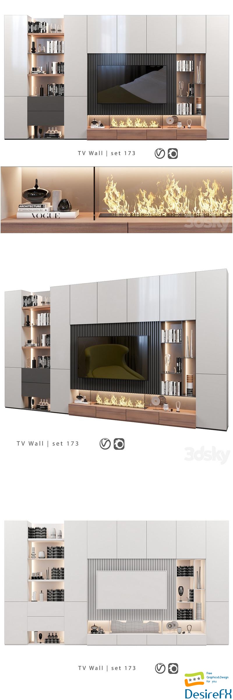 TV Wall set 173 3D Model