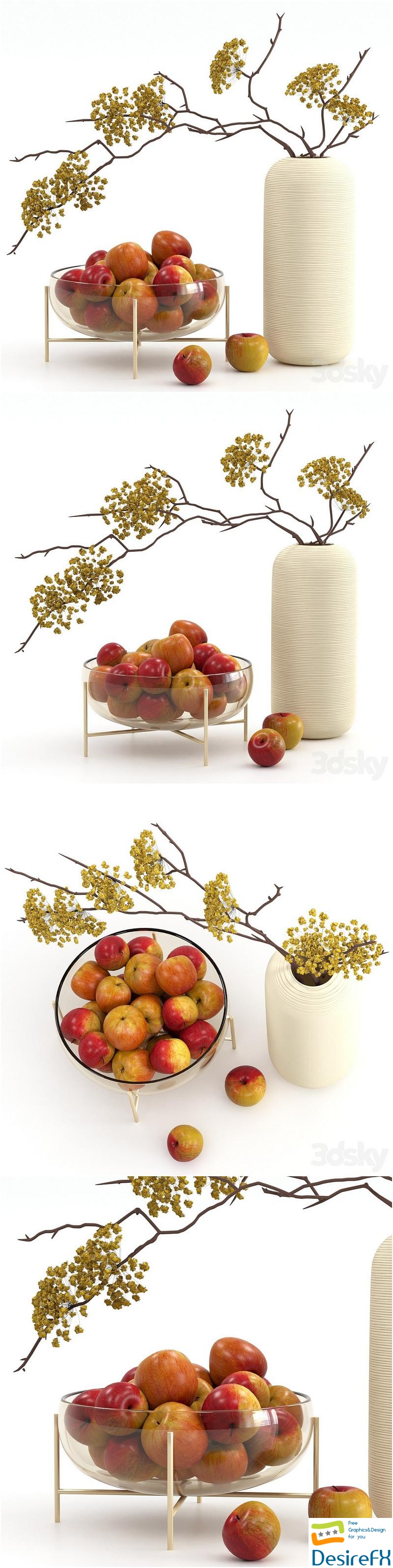 Vase with apples 3D Model