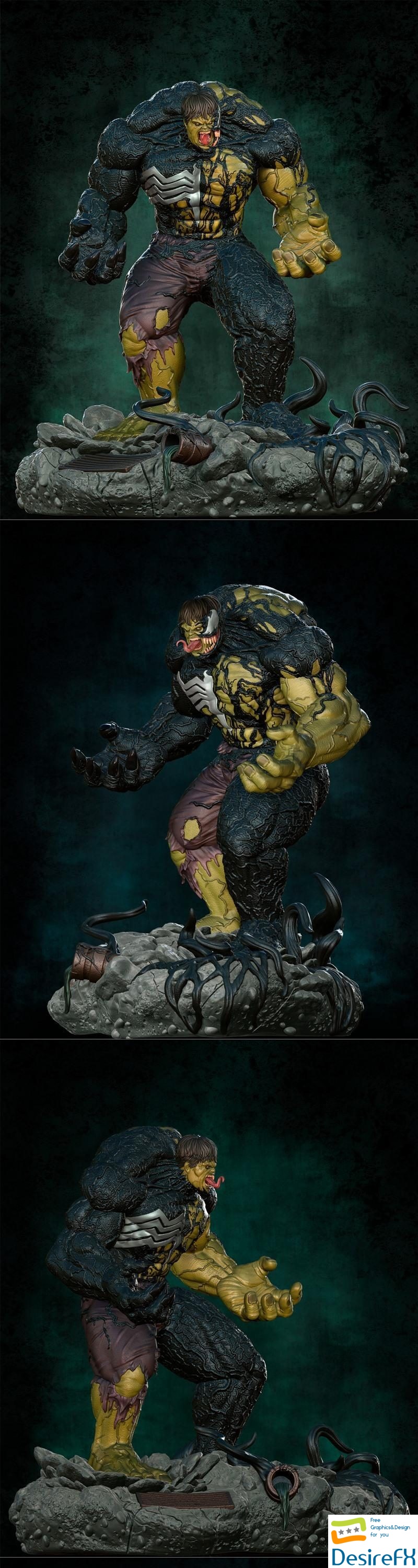 Venomized Hulk by Eric Sousa Dark 3D Print