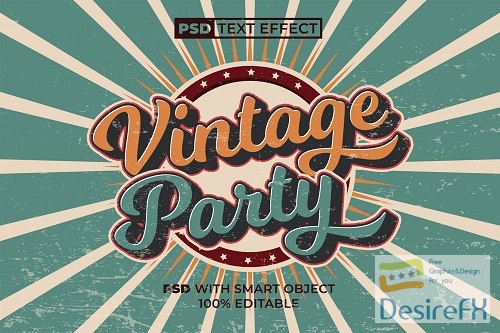 Vintage Party Text Effect Retro Style - 92036027