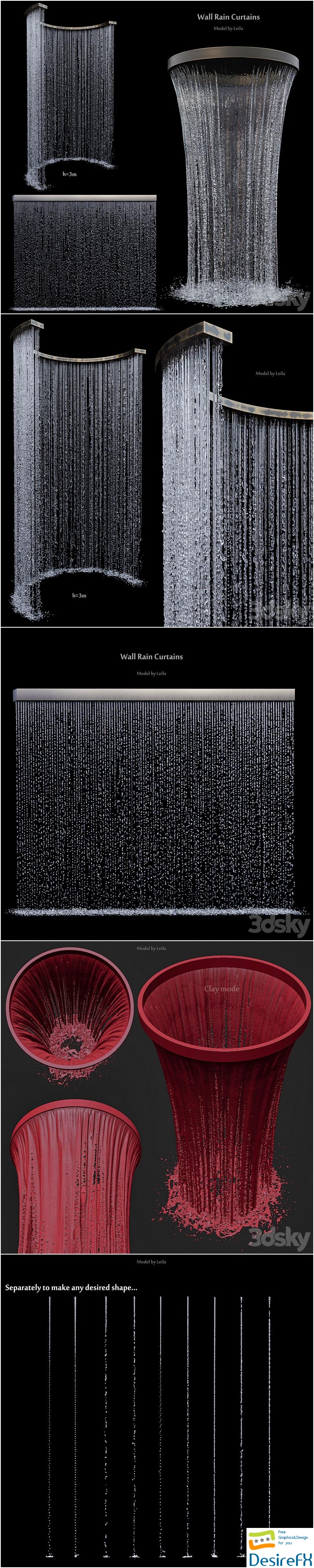 Wall rain curtain waterfall 3D Model