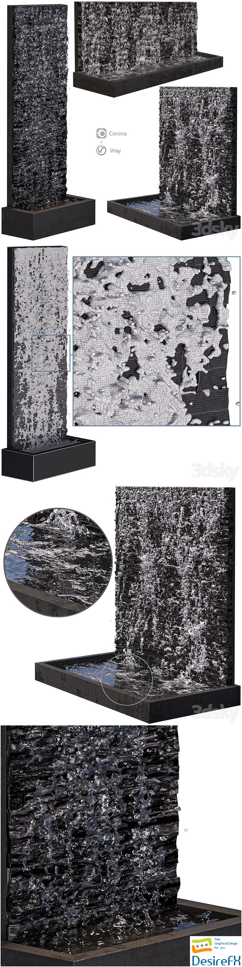 Water wall fountains 3D Model