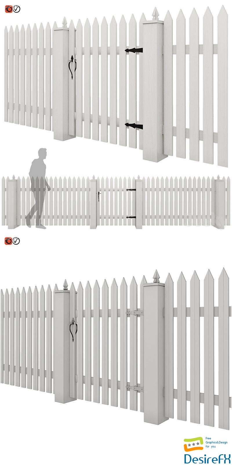 White picket fence_03 3D Model