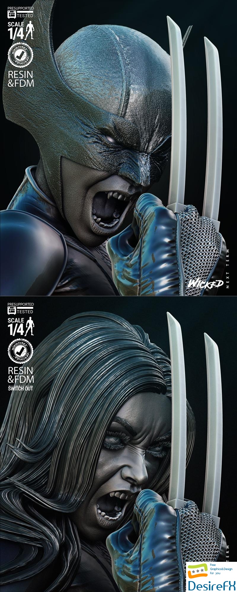 Wicked - X23 Bust 3D Print