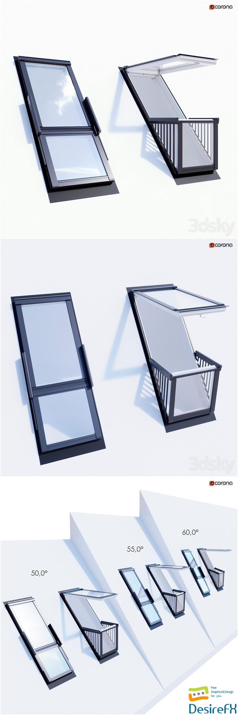 Window for roofs 3D Model