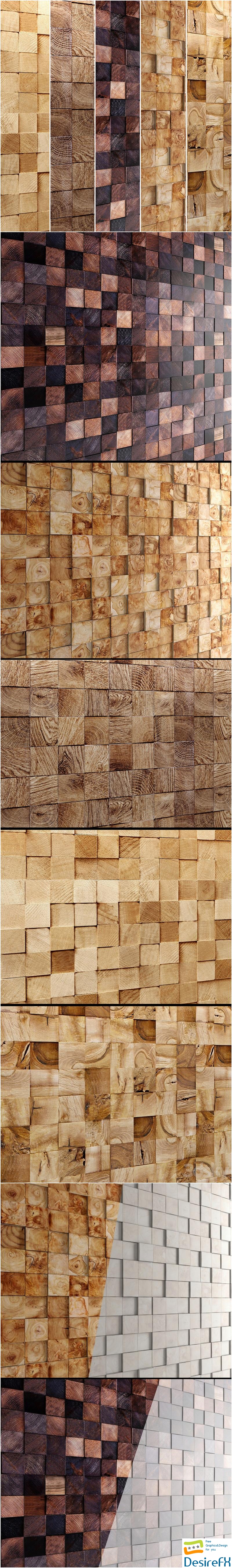 Wooden mosaic, Collection, decor for walls, panels, eco style, natural decor, design 3D Model