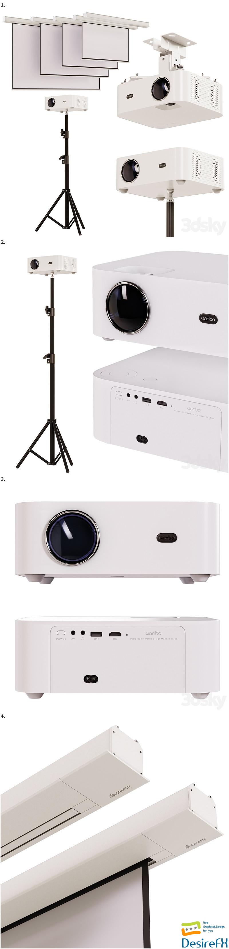 Xiaomi wanbo projector and projection screens 3D Model