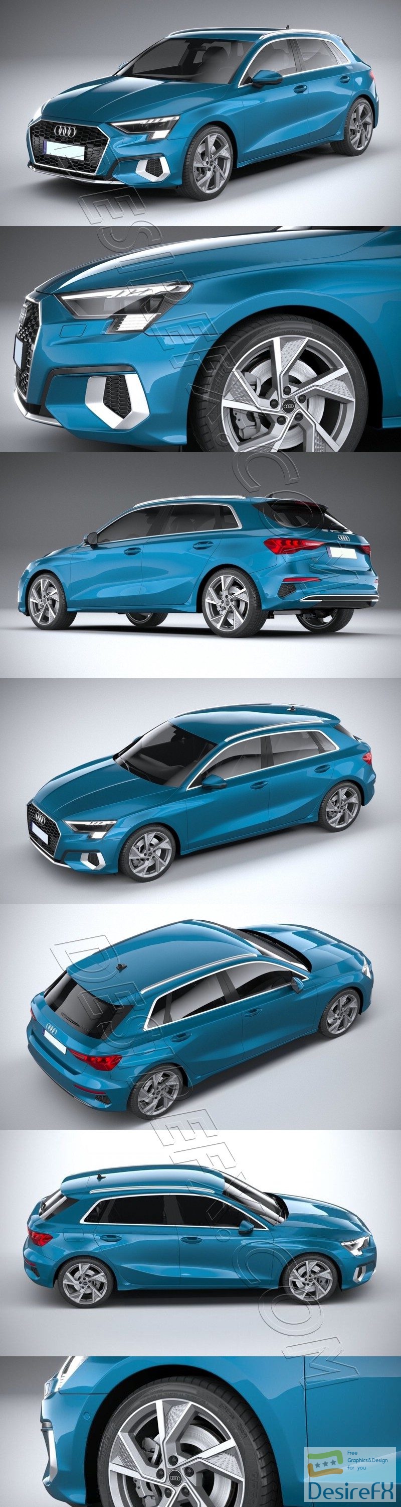 Audi A3 2021 3D Model