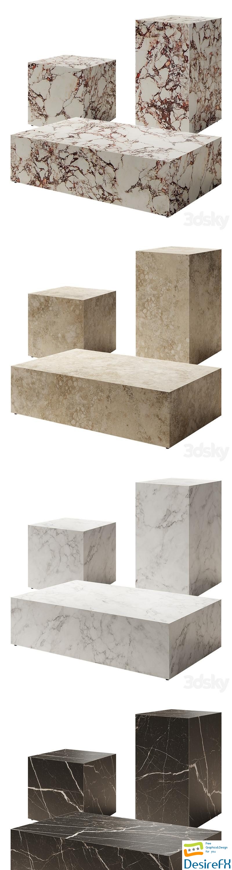 AUDO Plinth Marble Table by Norm (Menu) 3D Model