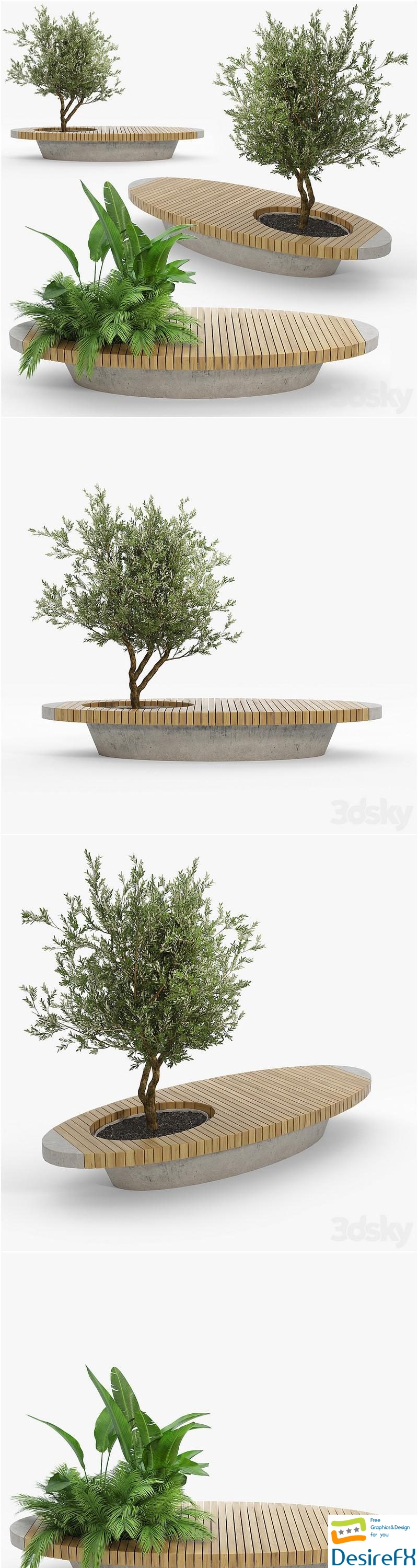 Bench flowerbed 3D Model