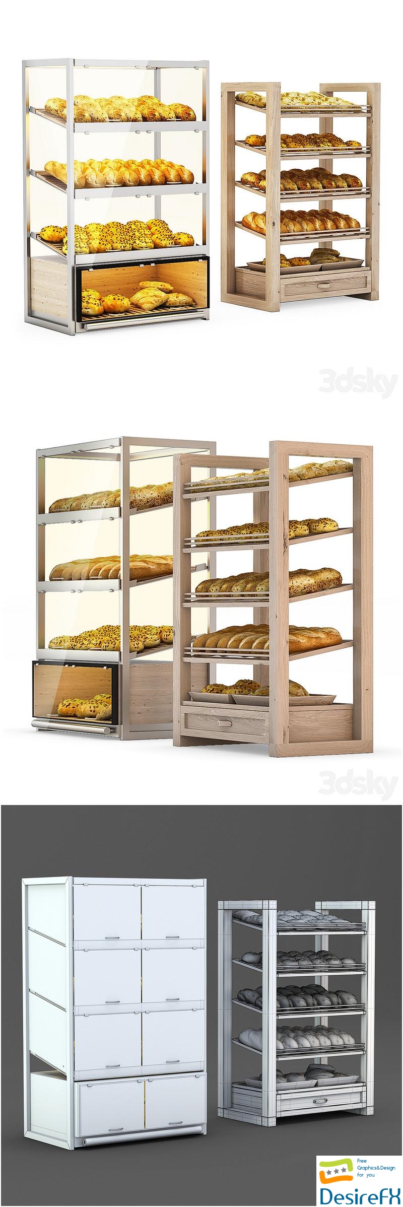 Bread racks with filling 3D Model