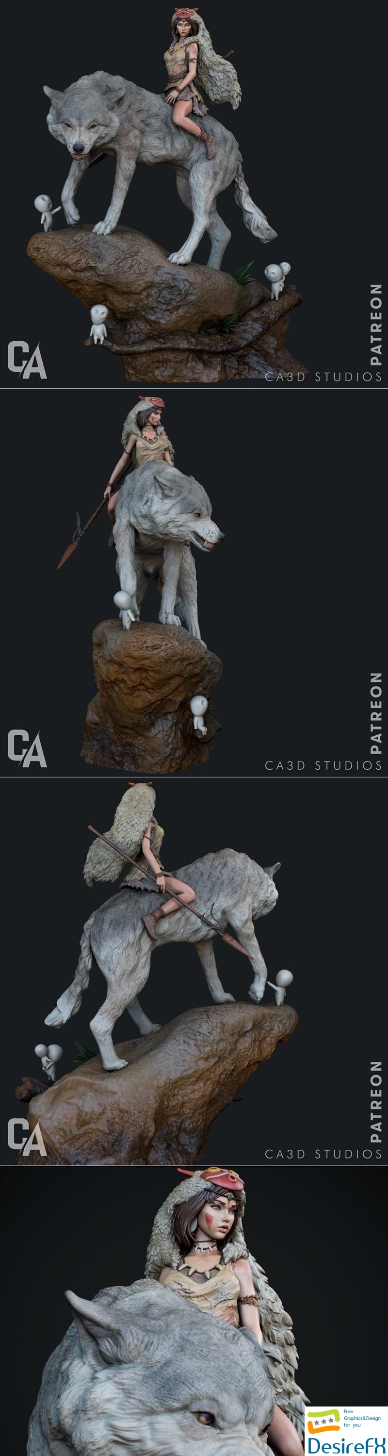 Ca 3d Studios - Princess Mononoke 3D Print