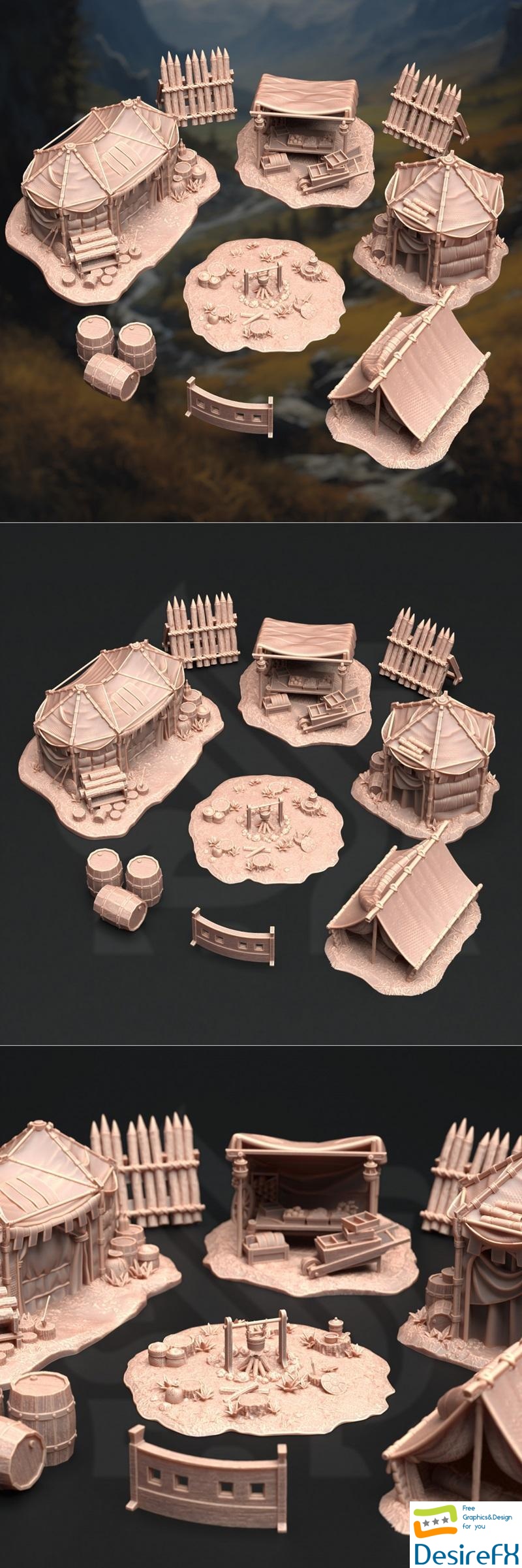 Camp Site Terrain Set - A Place of Respite 3D Print