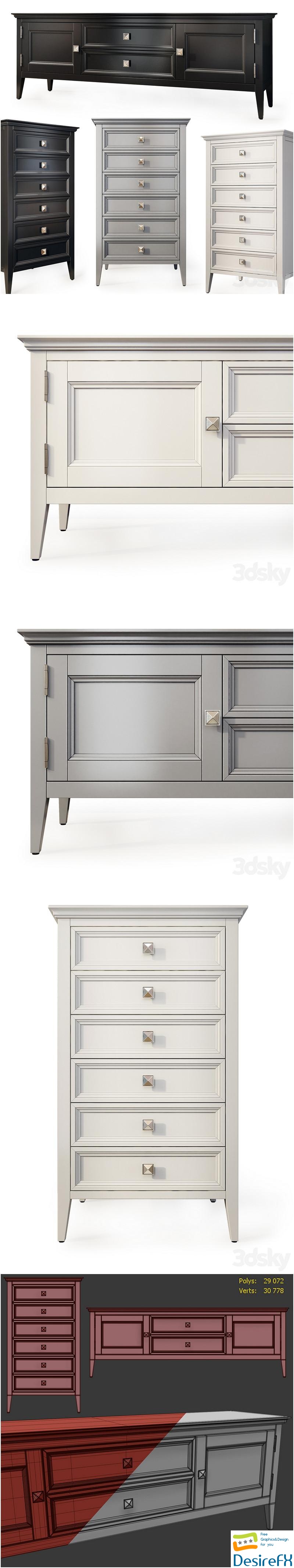 Chest of drawers and TV stand RFS Brooklyn. Tvstand, dresser 3D Model